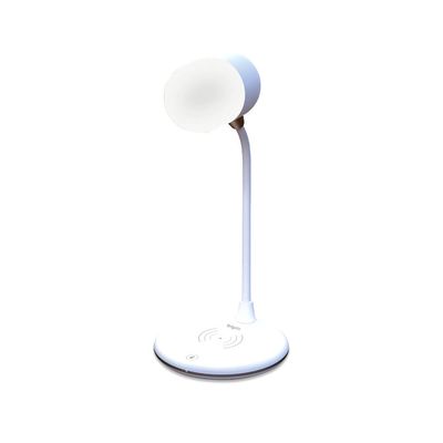 Luminária de Mesa Led Lumi Play - Carregamento por Indução Caixa de Som Bluetooth Branca