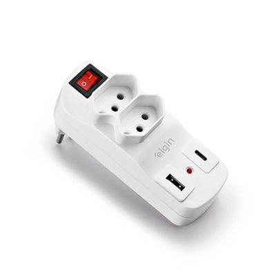 Protetor de Linha - 2 Tomadas 2PeT 10A 2 USB
