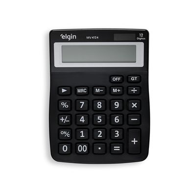 Calculadora de Mesa MV4124 - 12 Dígitos Função Correção Preta