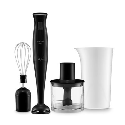 Mixer Turbo Chef 3 em 1 Preto - Mistura, Tritura e Bate 200W